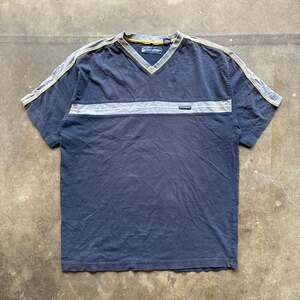 Point Zero Vintage 1990’s V-Neck T-Shirt Navy Blue Y2K
